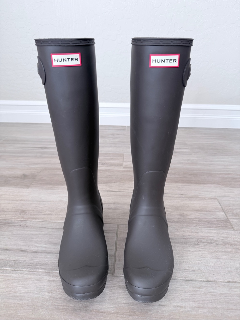 Hunter Brown Tall Rubber Rain Boots - Picture 1 of 4